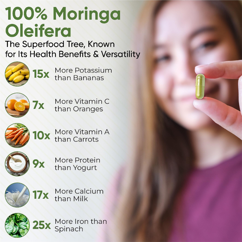 Natural Moringa Capsules -100% - огляд і ціна Moringa Leaf Powder
