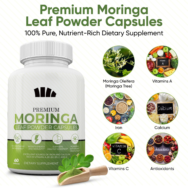 Natural Moringa Capsules -100% - огляд і ціна Moringa Leaf Powder