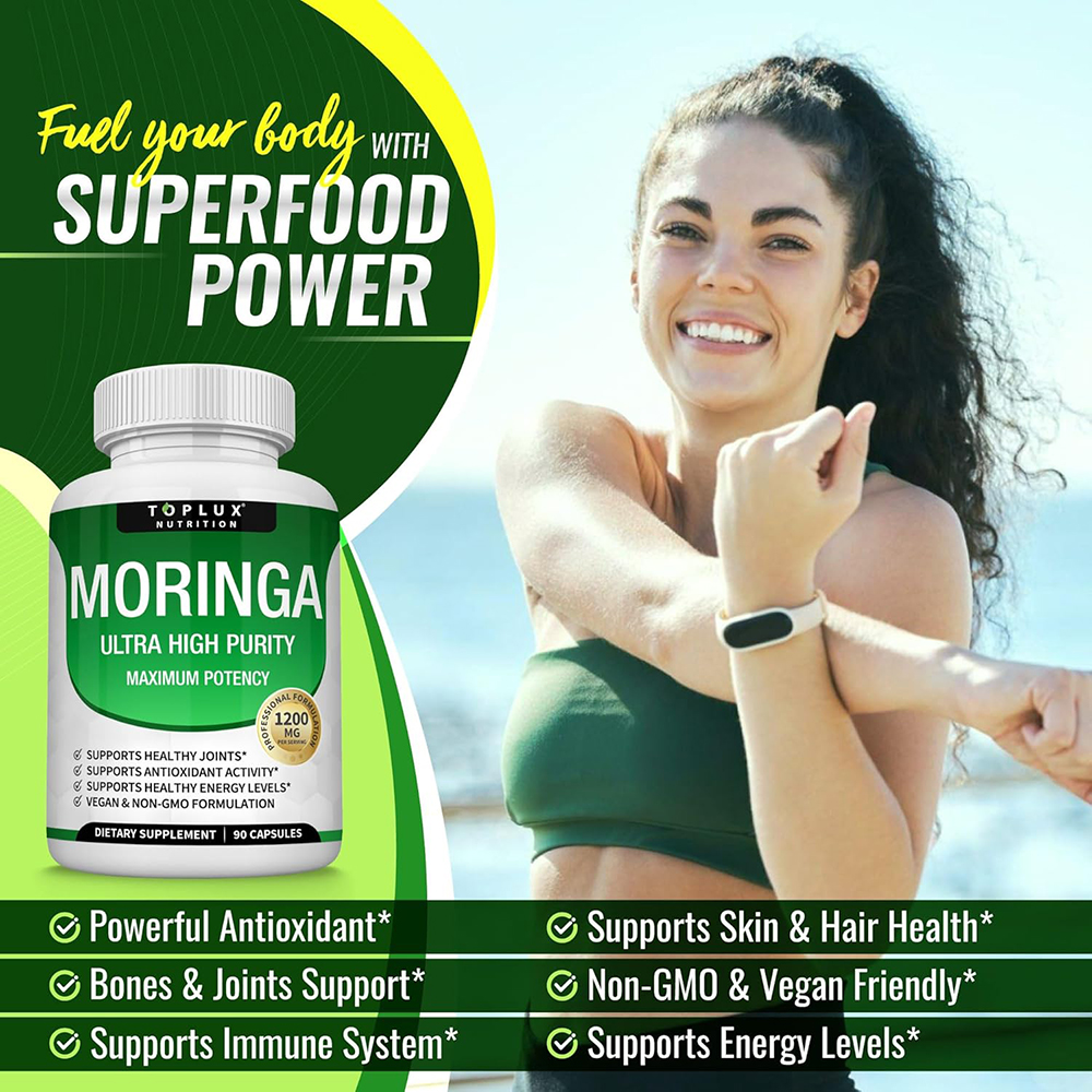 Moringa Capsules 1200mg - Pure - огляд і ціна Moringa Leaf Powder