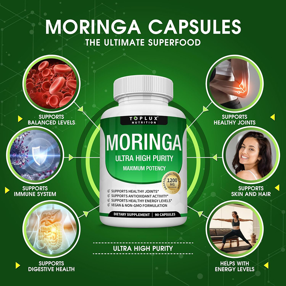Moringa Capsules 1200mg - Pure - огляд і ціна Moringa Leaf Powder