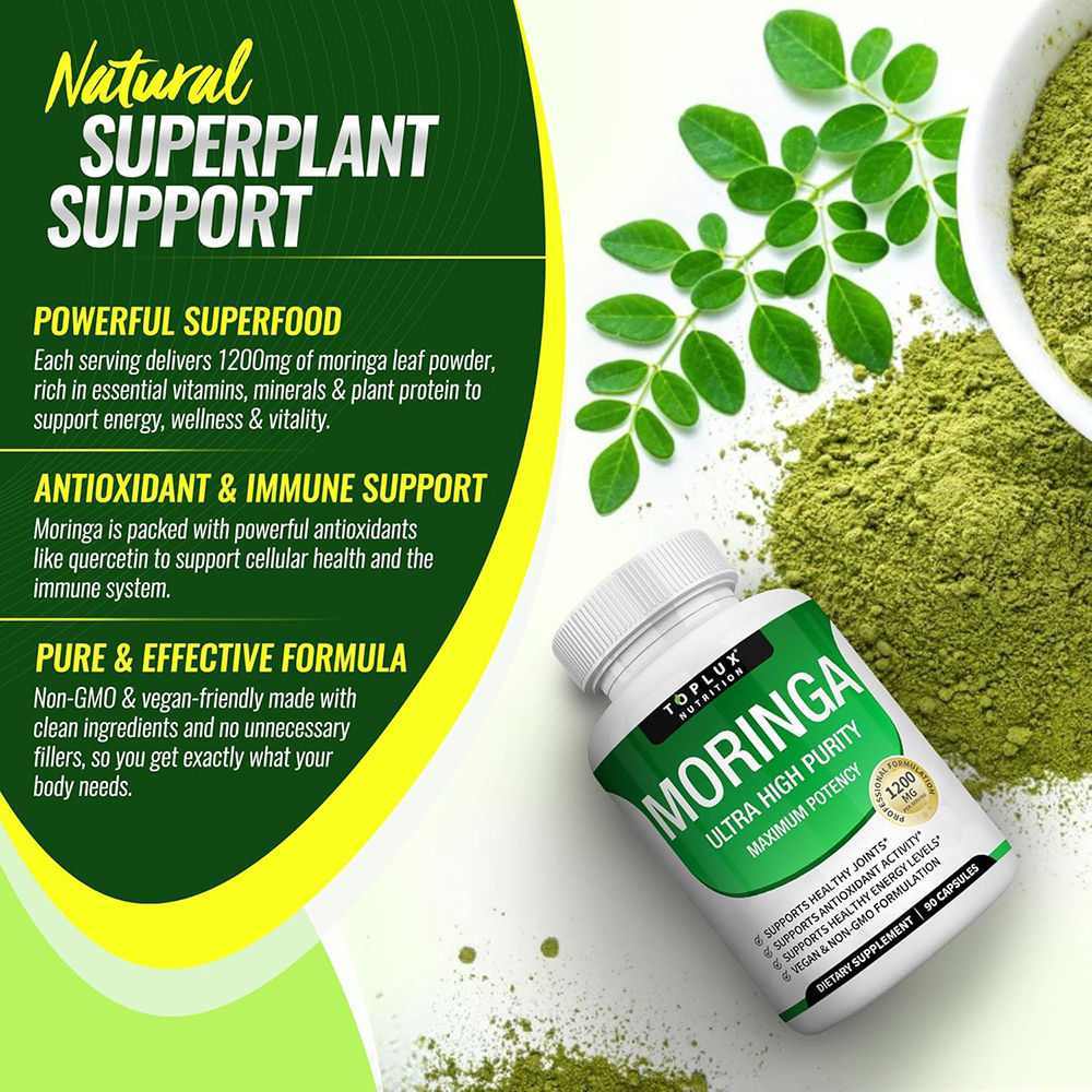 Moringa Capsules 1200mg - Pure - огляд і ціна Moringa Leaf Powder