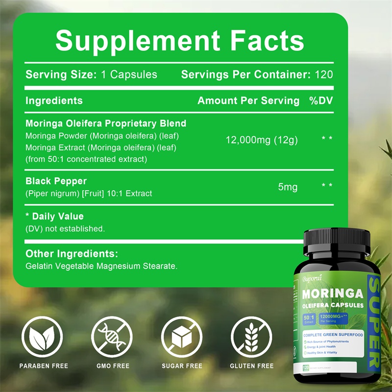 Pure Moringa Leaf Powder Capsu - огляд і ціна Moringa Leaf Powder