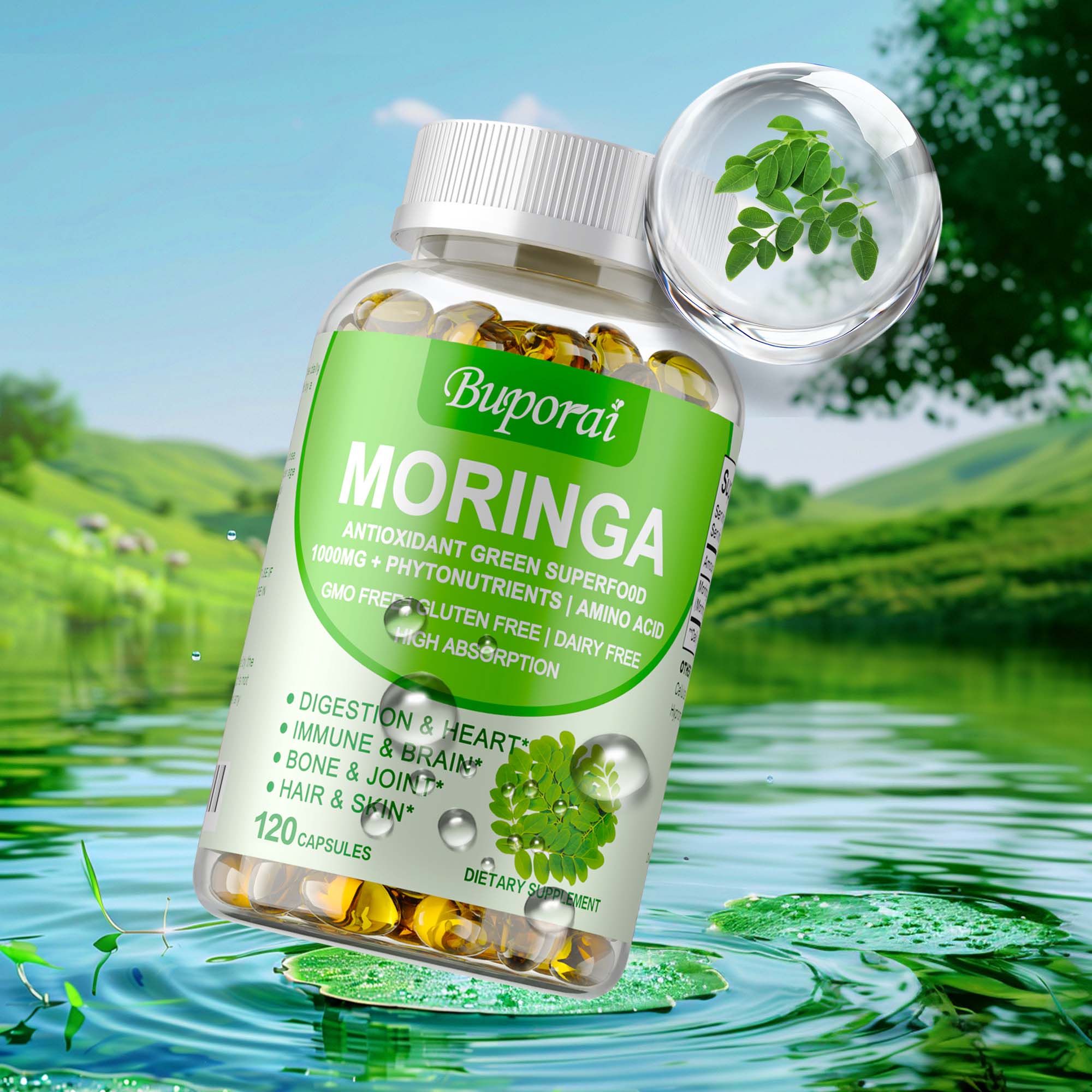 Moringa Capsules 1000mg - Supp - огляд і ціна Moringa Leaf Powder