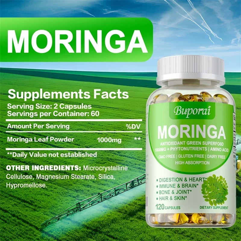 Moringa Capsules 1000mg - Supp - огляд і ціна Moringa Leaf Powder